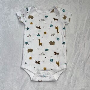 (3 for $10) George gender neutral animals short sleeve bodysuit onesie